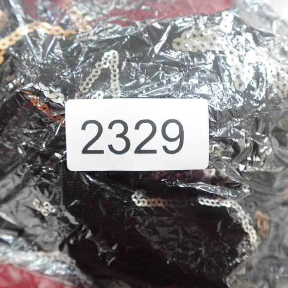 Vince Camuto Black Long Sleeve Mesh Dress with Sequin Stars Women's Size 6 - Picture 9 of 9